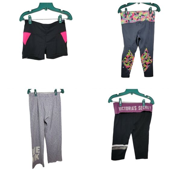 4 VICTORIA'S SECRET Shorts Capri Sweats Leggings Sweats Pink Victoria Sport S - Picture 1 of 12